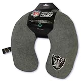 NFL Oakland Raiders Embroidered U-Shaped Fleece Travel Neck Pillow (Charcoal)