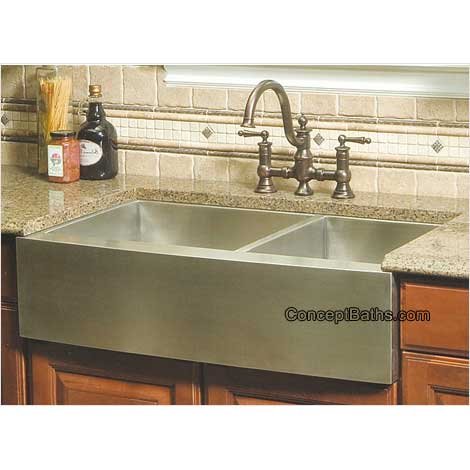 36 Stainless Steel Zero Radius Double Bowl Farm Apron Kitchen Sink