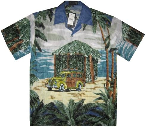 Men's Short Sleeve Hawaiian Aloha Tropical Island Shirt Vintage Surf Style