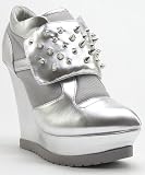 Qupid Parlane-14 Spiked Velcro Sneaker Bootie Wedge SILVER (8.5)