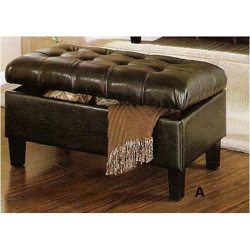 New Black Bycast LEATHERETTE OTTOMAN BENCH WITH STORAGE