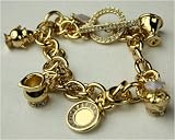 Disney Couture Beauty & the Beast Gold Charm Bracelet