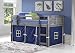 Donco Kids Louvered Low Loft with Blue Tent, Twin