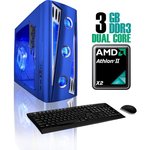 CybertronPC X-Cruiser2 CAAN1120UUU, Blue, AMD ATHLON II X2 Dual Core 2.8GHz, 3GB DDR3, 320GB HDD, DVDRW, ATI RADEON HD4350, 400 Watt Power Supply, Windows 7 Ultimate 64-bit, 1 Year Parts & Labor Warranty