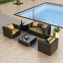 Big Sale Harmonia Living Urbana 4 Piece Outdoor Wicker Patio Sofa Set with Tan Sunbrella Cushions