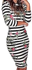 Striped Print Floral Print Backless Polyester Bodycon Dress/Party Dress 