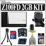 Fujifilm Finepix Z100fd 8MP Digital Camera (Black  White) + 2GB Deluxe Accessory Kit