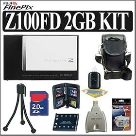 Click here to buy Fujifilm Finepix Z100fd 8MP Digital Camera (Black and White) + 2GB Deluxe Accessory Kit by Fuji.