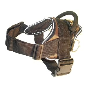 Dog Harness- Medium Size Nylon for Medium Breeds Like German Shepherd, Labrador Etc... - Black with Reflective Trim for Everyday Use - Made in Europe !!!