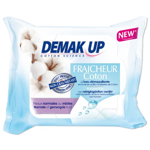  Demak'Up - Lingettes Sensation Eau Démaquillante Peaux Normales ou Mixtes - 25 Lingettes - Lot de 2