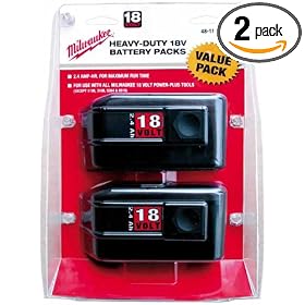 Milwaukee 48-11-2232 Value Pack 18-Volt 2.4 Amp Hour NiCad Slide Style Battery, 2 Pack