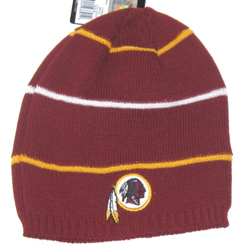 Washington Redskins NFL Reebok Team Apparel Striped Knit Beanie Hat