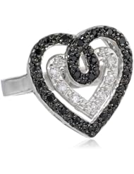Sterling Silver Black and White Cubic Zirconia Ring