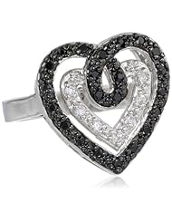Sterling Silver Black and White Cubic Zirconia Ring