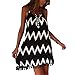 ROPALIA Womens Chiffon Tassle Hem Wave Beach Sundress spaghetti strap Mini Dress