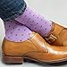 Sock Habit Mens Colorful Patterned Dress Socks Polka Dot Striped 2 Pair Purple Grey