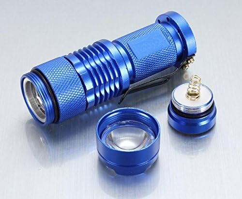 Coutlet Mini Cree Led Flashlight Torch Adjustable Focus Light Lamp (Small, Blue 1 mode)