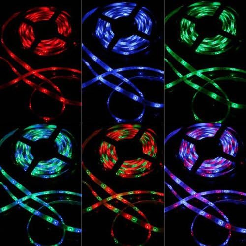 godlight® 16ft/5M 300 RGB Flexible Waterproof LED Strip light Kit, LED Ribbon Tape Lighting SMD 5050 Bulbs 12V + Key Remote + 12V 5A Power Supply