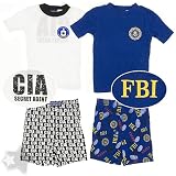 FBI-CIA Set of Two Cotton Shorty Pajamas for Boys