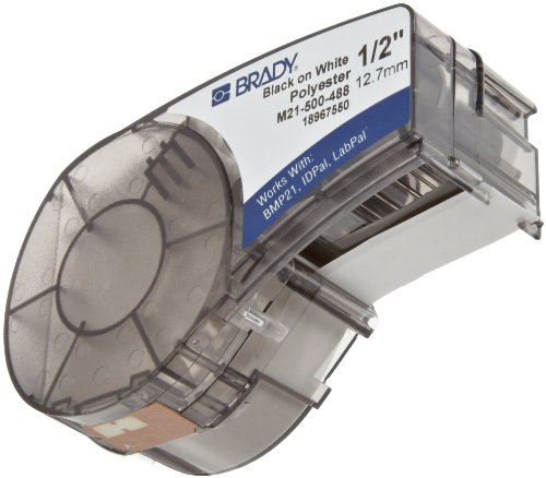 Brady M21-500-488 0.5 Width, 21 Height Polyester B-488 Labels For Laboratory BMP 21 Mobile Printer And LABPAL Label Printer