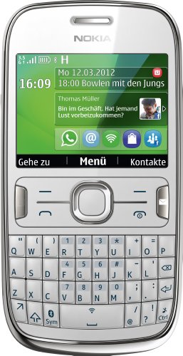 Nokia Asha 302 Smartphone (6,1 cm (2,4 Zoll) Display, 3,2 Megapixel Kamera, UMTS) wei&szlig;