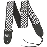 Rock Steady Checkerboard Poly Guitar Strap, Black & White