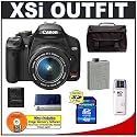 Canon Digital Rebel XSi 12.2MP Digital SLR Camera (Black) + Canon EF-S 18-55mm IS Lens + Spare LP-E5 Battery + 4GB Card + Gadget Bag