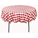 LinenTablecloth 70-Inch Round Polyester Tablecloth Red & White Checker