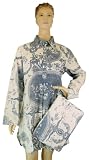Blue Toile Style French Elegant Design Sleepshirt Long Sleeve Casual nightshirt or leisure shirt with travel pouch ~ 3 sizes