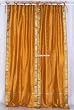 Indo Mustard Orange Tie Top Sari Sheer Curtain (43 in. x 84 in.)