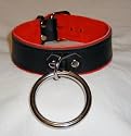 Leather and Red Suede O Ring Collar