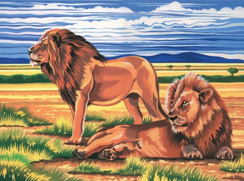 Reeves Large Acrylic Painting By Numbers - Resting Lions