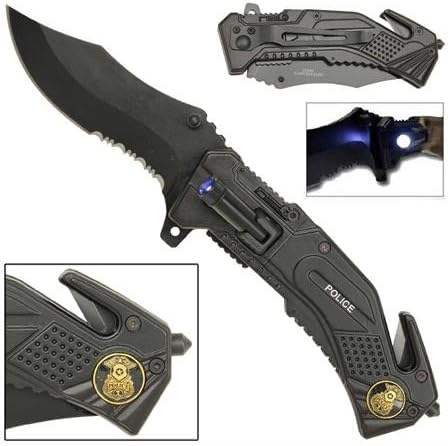 Spring Assist LED Tactical Rescue Knife Police