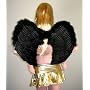 Large Black Feather Angel Wings w/ Free Halo for women, men, adults