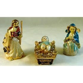 Joseph Virgin Mary Jesus Nativity Scene Jeweled Trinket Box