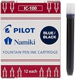 Pilot Namiki IC100 Fountain Pen Ink Cartridge, Blue/Black, 12 Cartridges per Pack (69102)