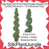 Artificial Outdoor Indoor Potted 5 foot 2 inch Boxwood Spiral Topiary Tree packed in peanuts