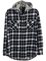 Gioberti Mens Hooded Long Sleeve Plaid Flannel Button Down Shirt