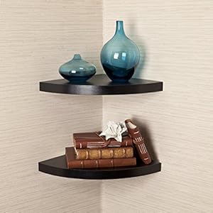 Danya B. Black Laminate Large Radial Corner Wall Shelf Set of 2