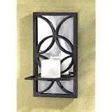 Lot of 2 Black Wrought Iron Wall Mirror Candle Holders Shelf