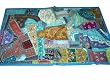 Christmas Gift- Cyan Blue Wall Decor Gujarati Wall Hanging Throw Patchwork Tapestry