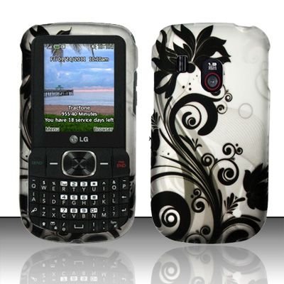 LG 500g (TracFone) Rubberized Design Snap on Hard Case Cover Phone Protector - Black Vines (free ESD Shield Bag, Ship in Carton Box)