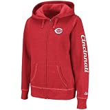MLB Women's Cincinnati Reds Steppin' Up Full Zip Marled Fleece Hoodie (Athletic Red Marled, XX-Large)