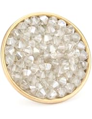Liz Palacios "Lunas" Large Circle Moonlight Rock Crystal Adjustable Ring