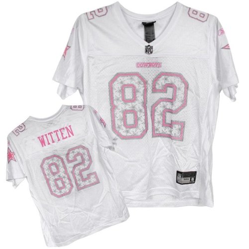 Women's Jason Witten #82 Dallas Cowboys NFL Star Struck Replica Jersey by Reebok (White-Pink)(Size=X-LARGE)