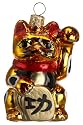 Ornaments To Remember Beckoning Cat: Left Paw (Gold) Hand-Blown Glass Ornament