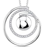 Whirlpool of Beauty: Sterling Silver Designer Inspired Slider Style Bridal Open CircleCZ Diamond Pendant Necklace