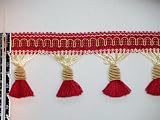 3 Delightful Tassel Fringe Trim Gold & Red Per Yard