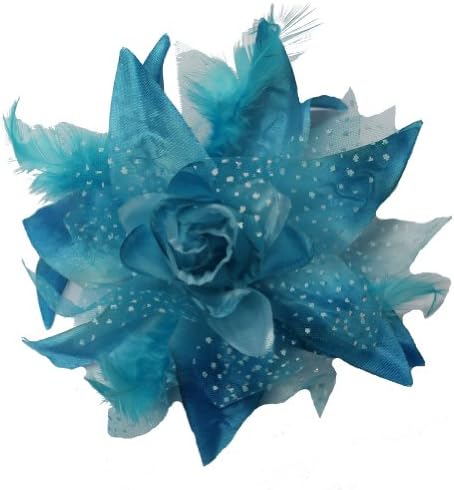 Webb Direct 2U Versatile Function Dotted Silk Flower Clip Bow with Feathers