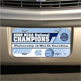 North Carolina Tar Heels (UNC) 2009 NCAA Men's Basketball National Champions Carolina Blue Plastic License Plate